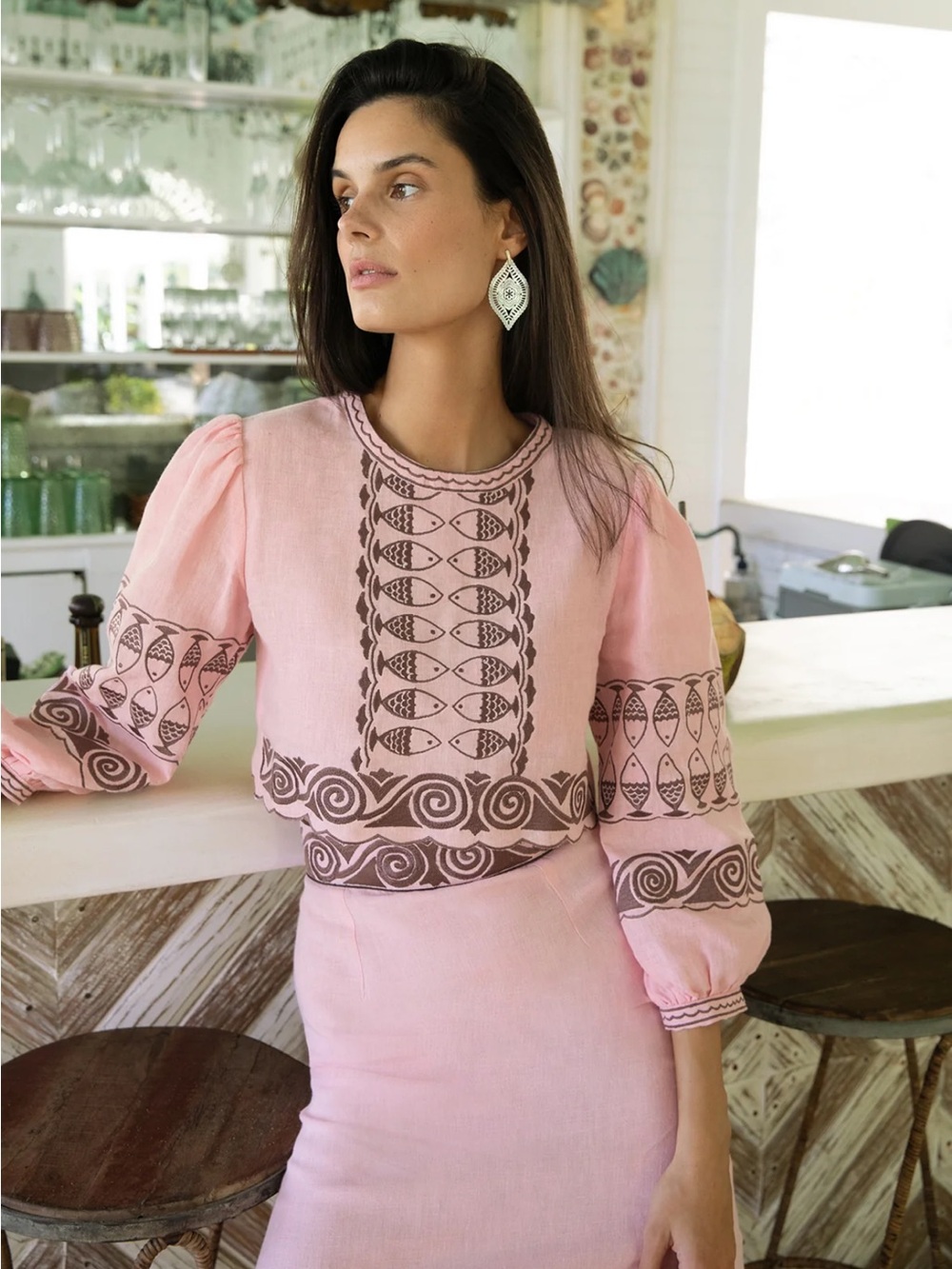 NWT ASHA by Ashley McCormick Fernanda salmon top